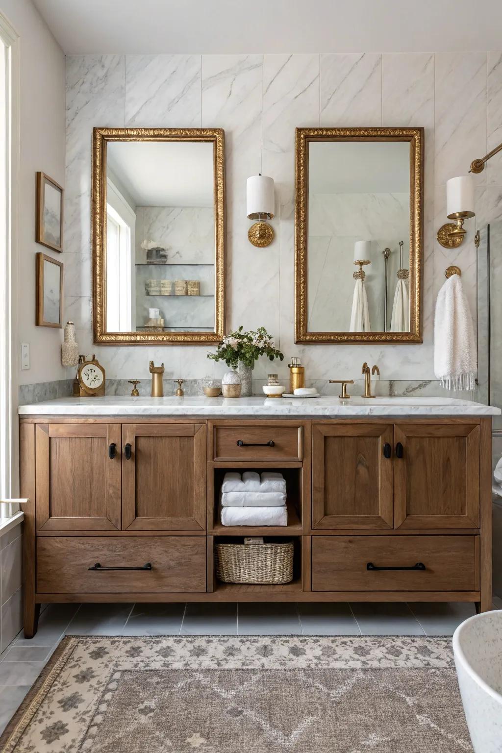 A blend of textures and finishes creates visual richness.