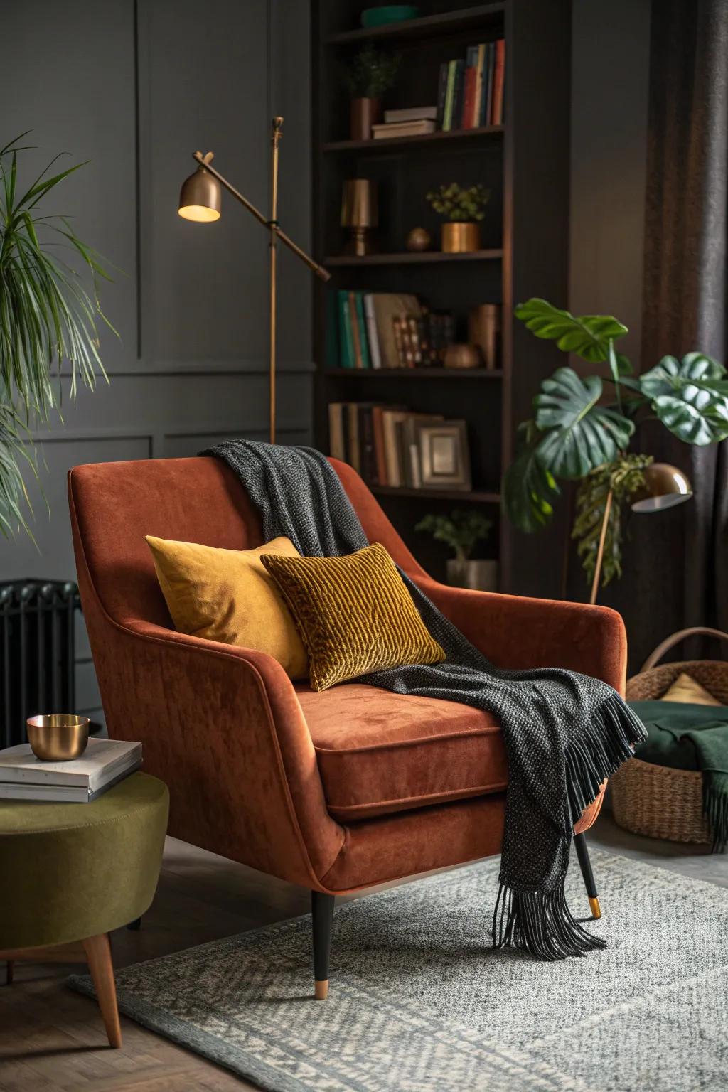 Enhance the atmosphere with striking, earthy statement décor.