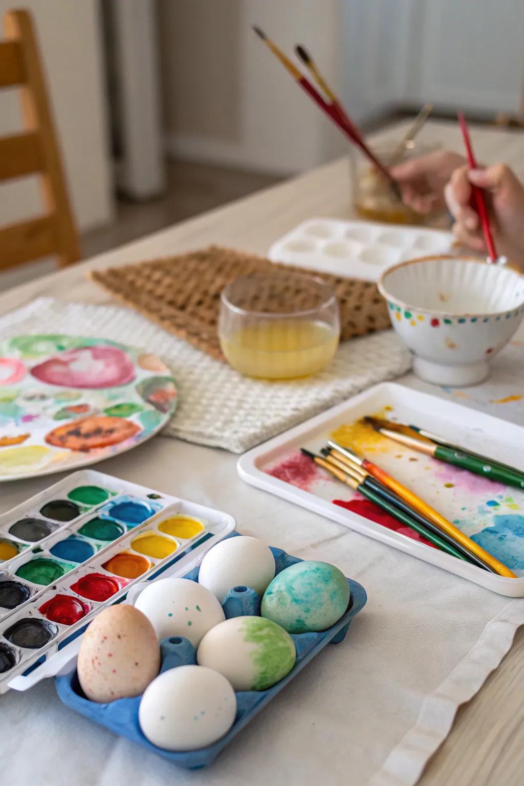 Explore your artistic aspect incorporating egg painting.