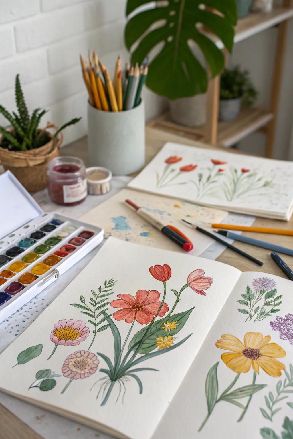 Flower illustrations can constitute a creative and personalized element of home decor.