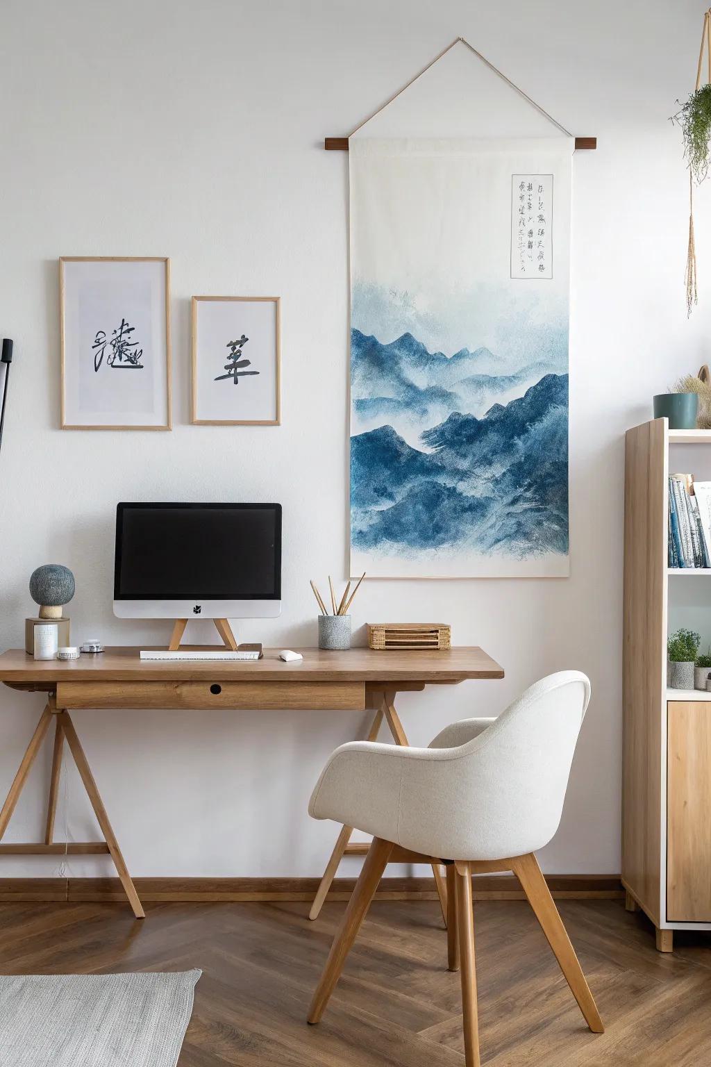 Monochrome script art is both striking and soothing.