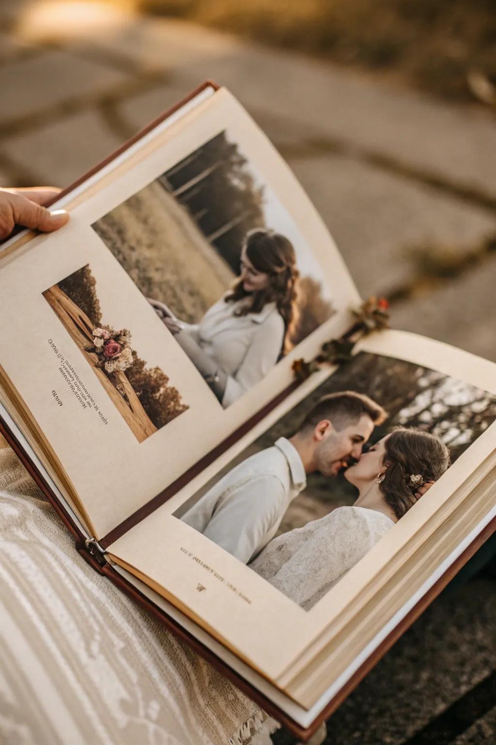Vintage components introduce charm to an engagement photo compilation.