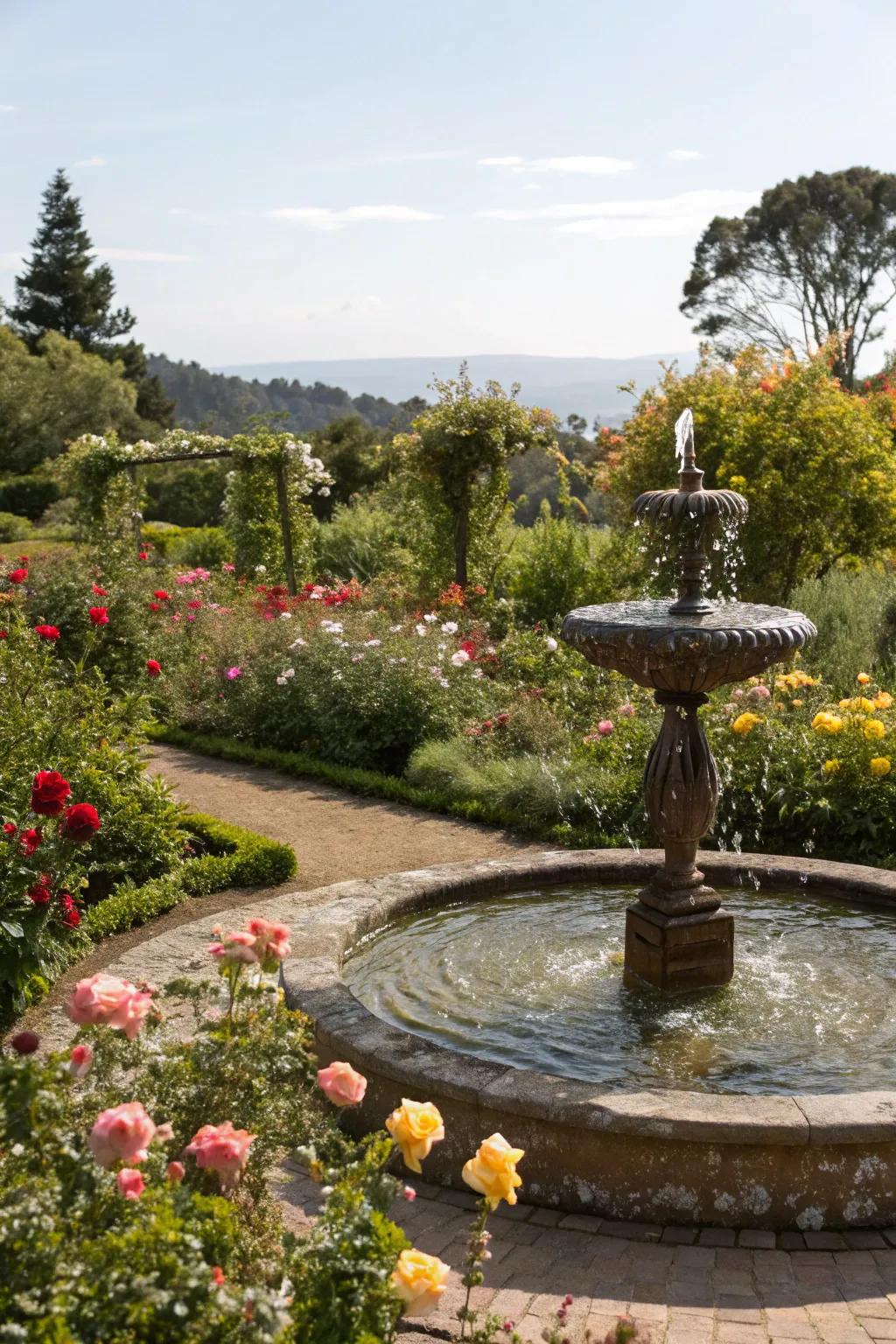A water accent adds tranquility to any garden space.