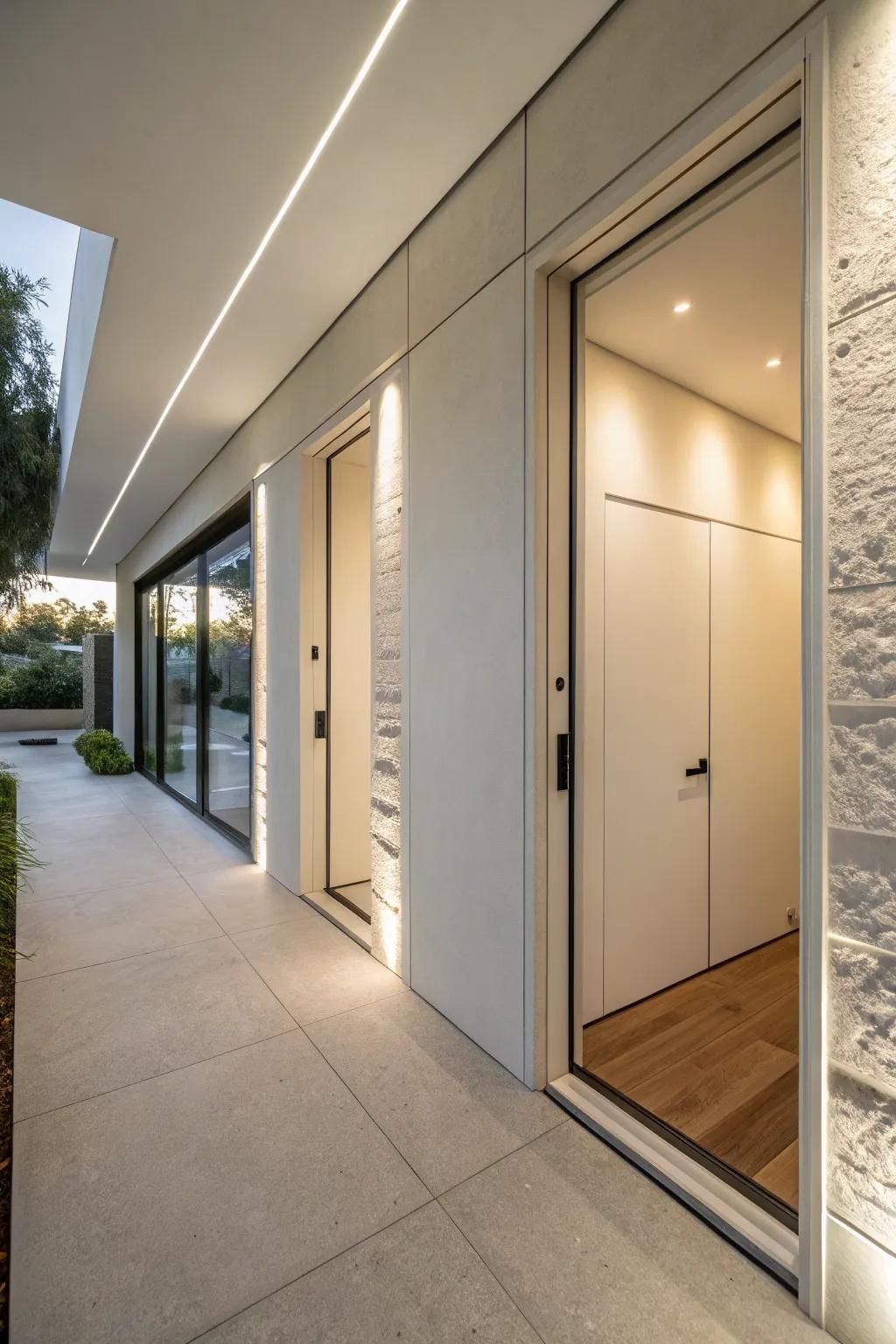 Concealed doors extend hidden storage for a streamlined aesthetic.