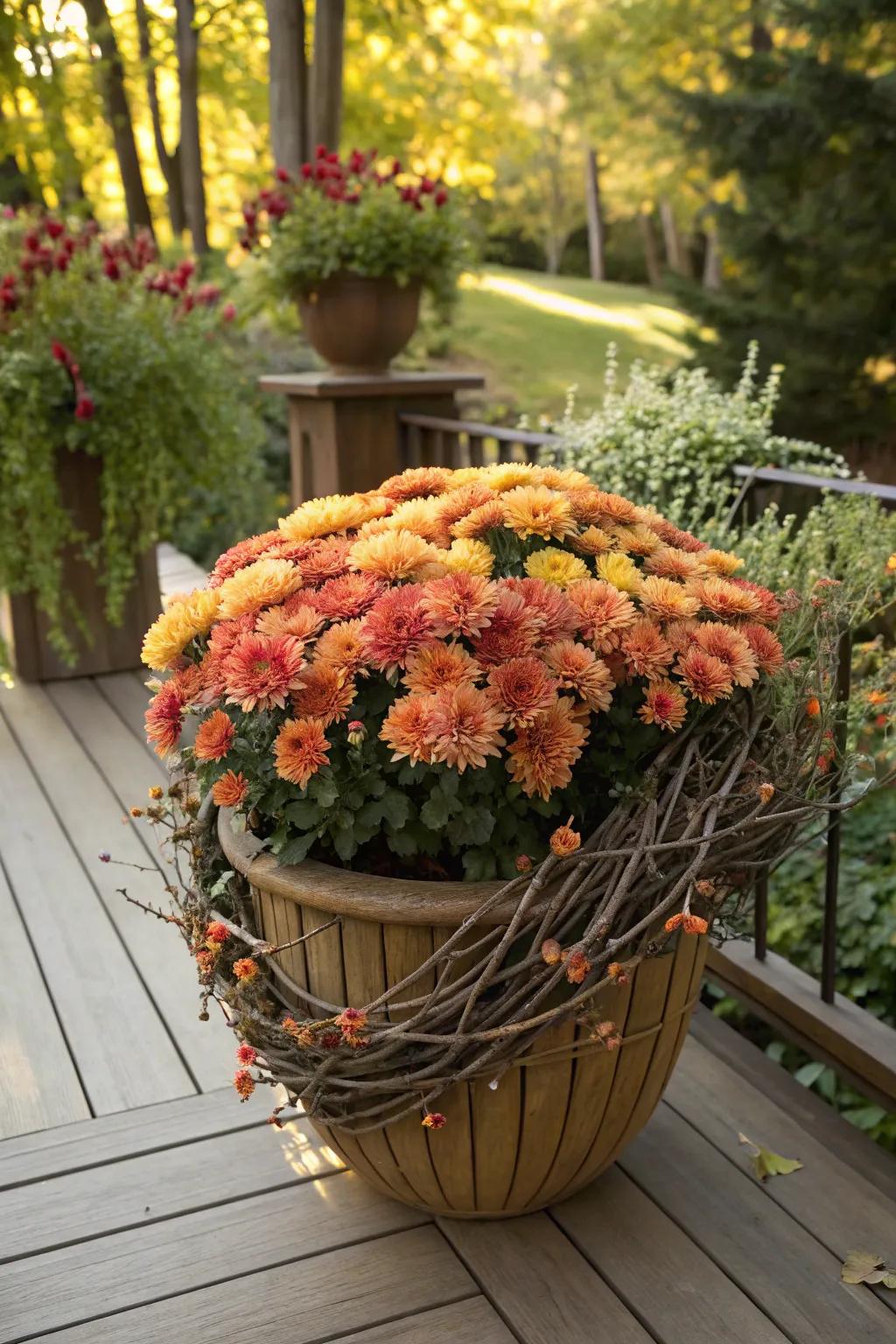Rustic hint through blooms and sprigs