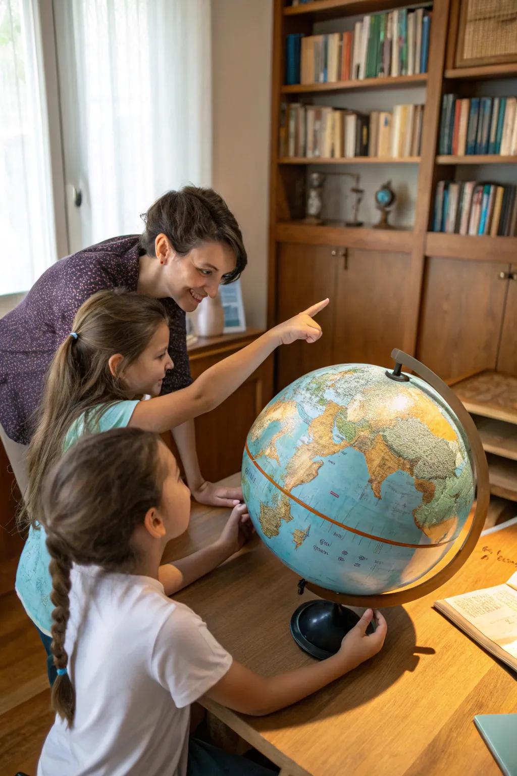 Explore the world collectively via an interactive familial sphere.
