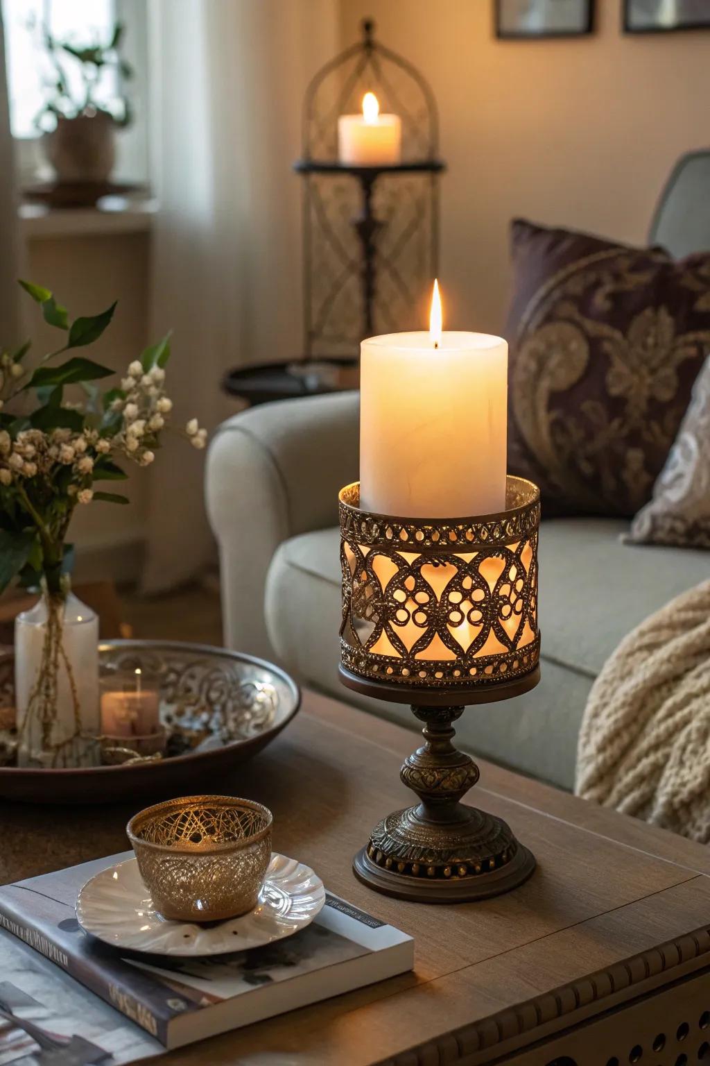 Construct a comforting atmosphere through this elegant decorative luminary.