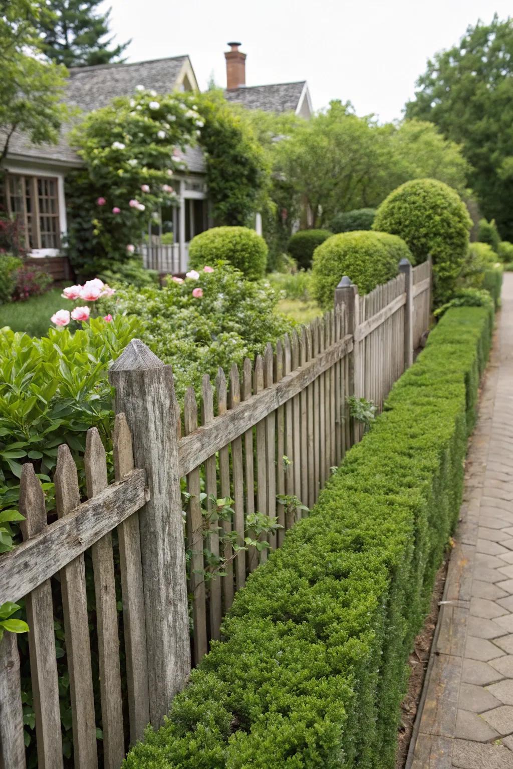 Amalgamate fences with hedges to form a natural boundary.