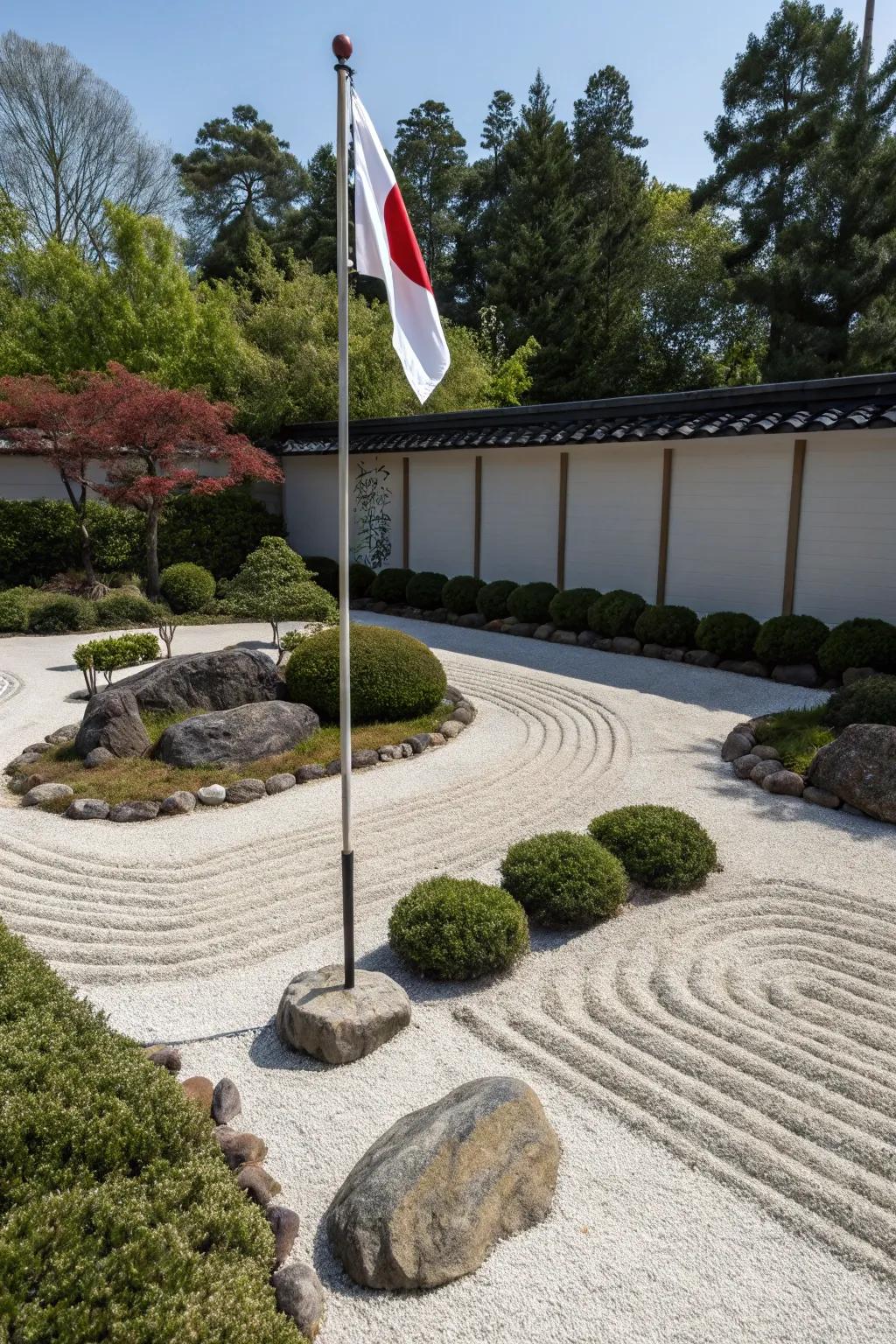Zen gardens present a serene and reflective area.