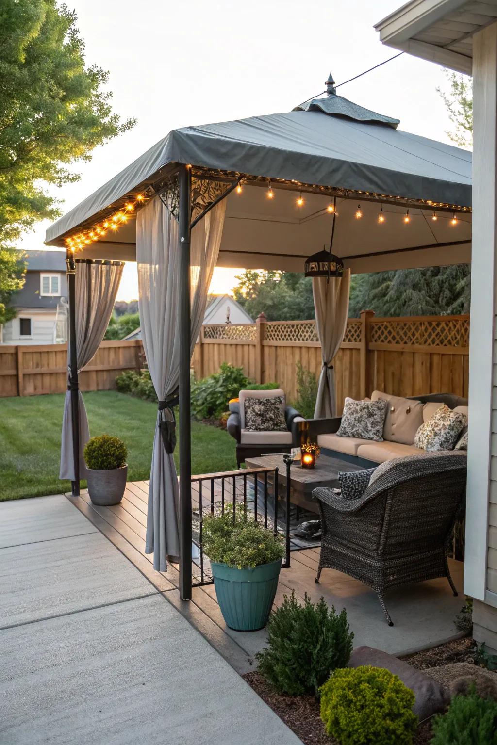 An instant canopy furnishing quick shade.