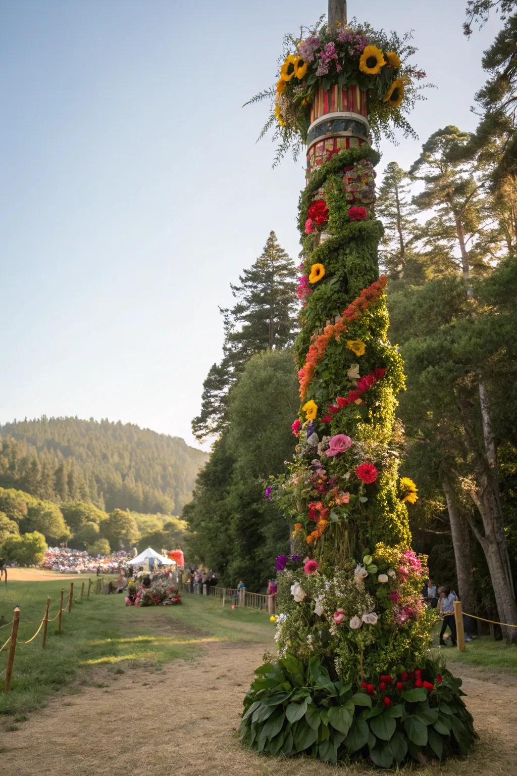 Nature-themed totems bring a touch of the outdoors to the event scene.