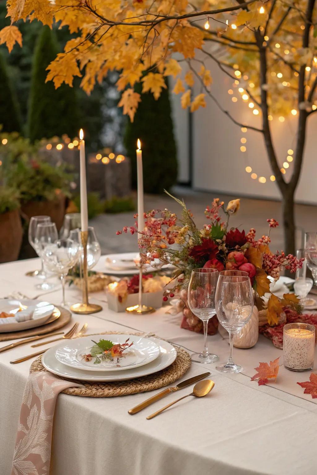 Seasonal grandeur featuring motifs such as autumnal foliage.