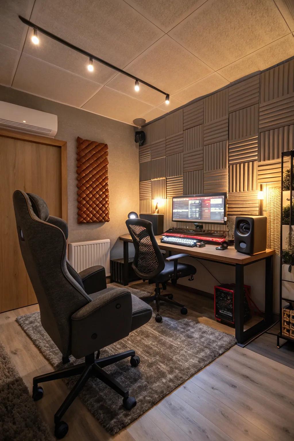 Focus entirely on your game within a soundproofed environment.