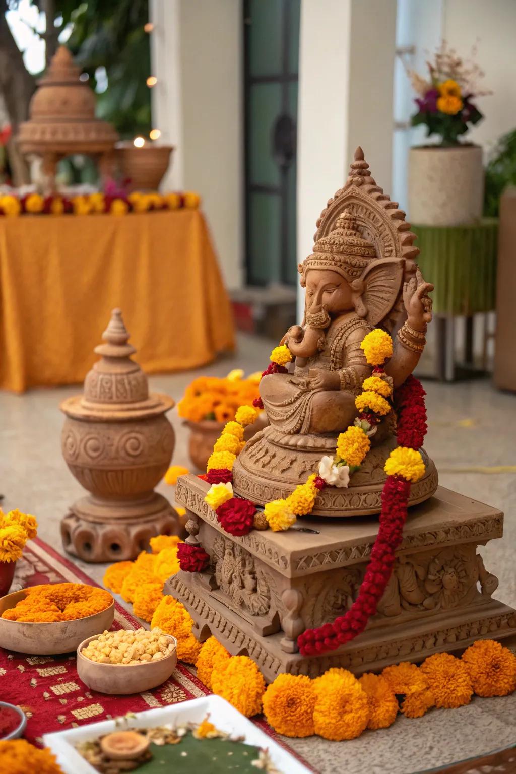 Clay craftsmanship contributing a personal nuance to the decor.