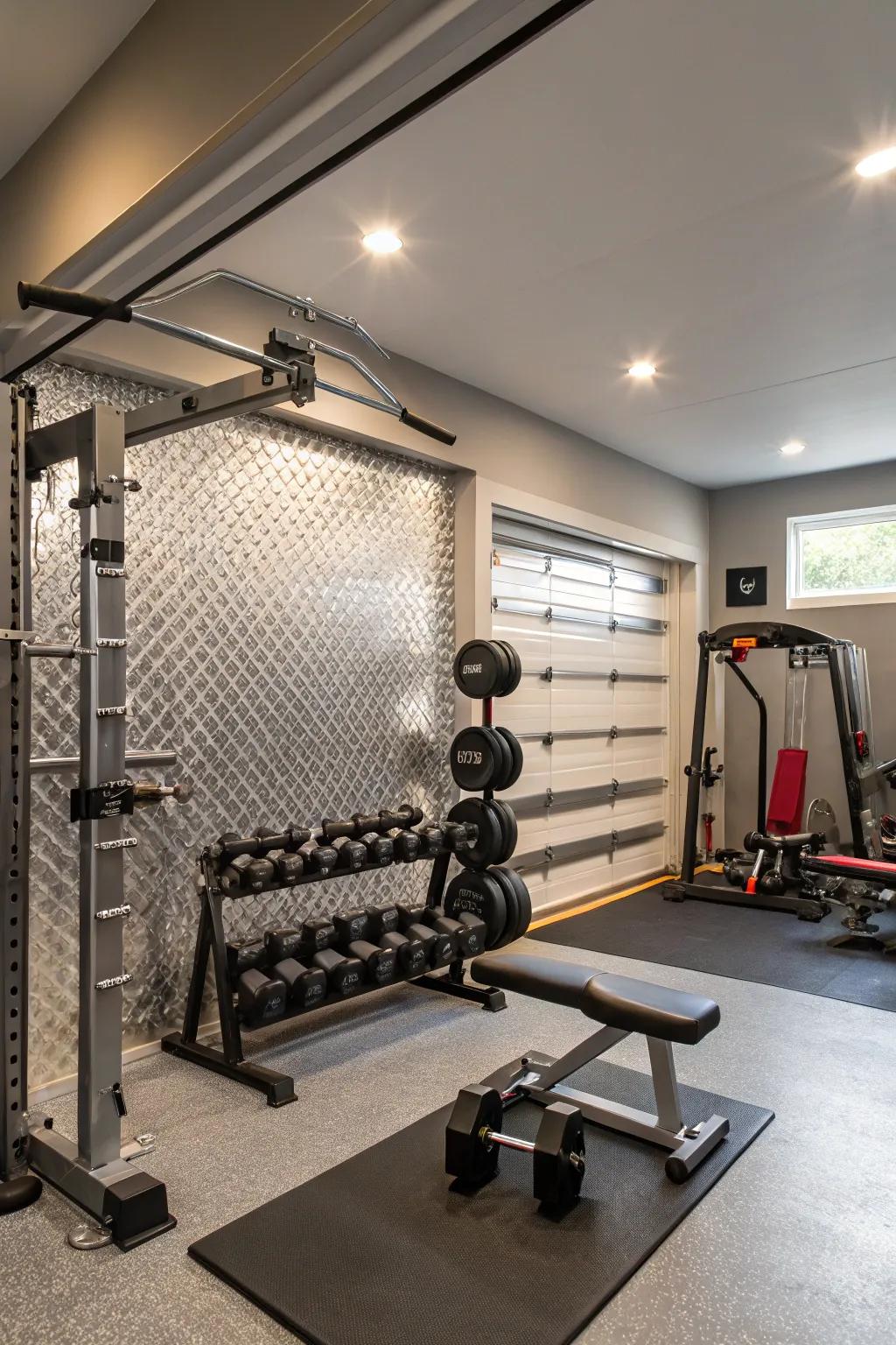 Metallics append a luxurious touch to your workout area.