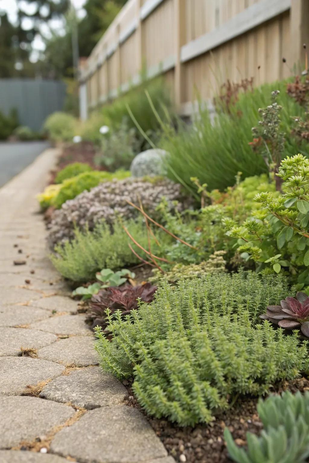 Living edges with low-cultivating plants elevate garden ecosystems.