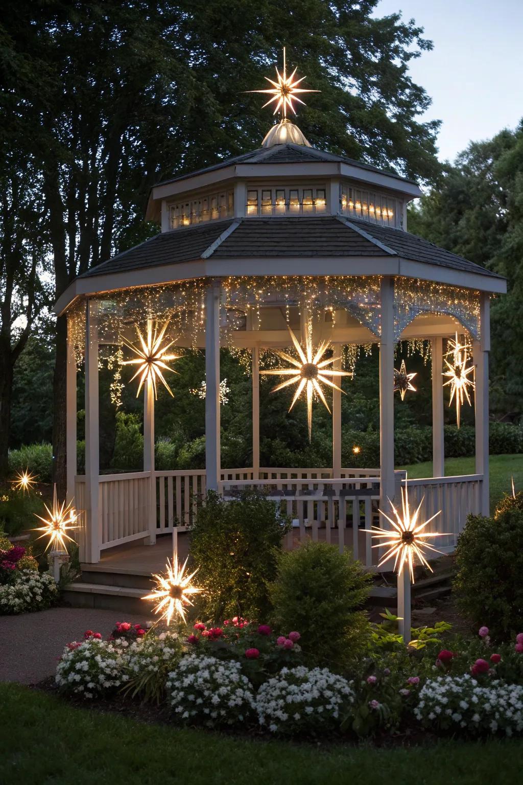 Starburst lights impart a modern, artistic touch.