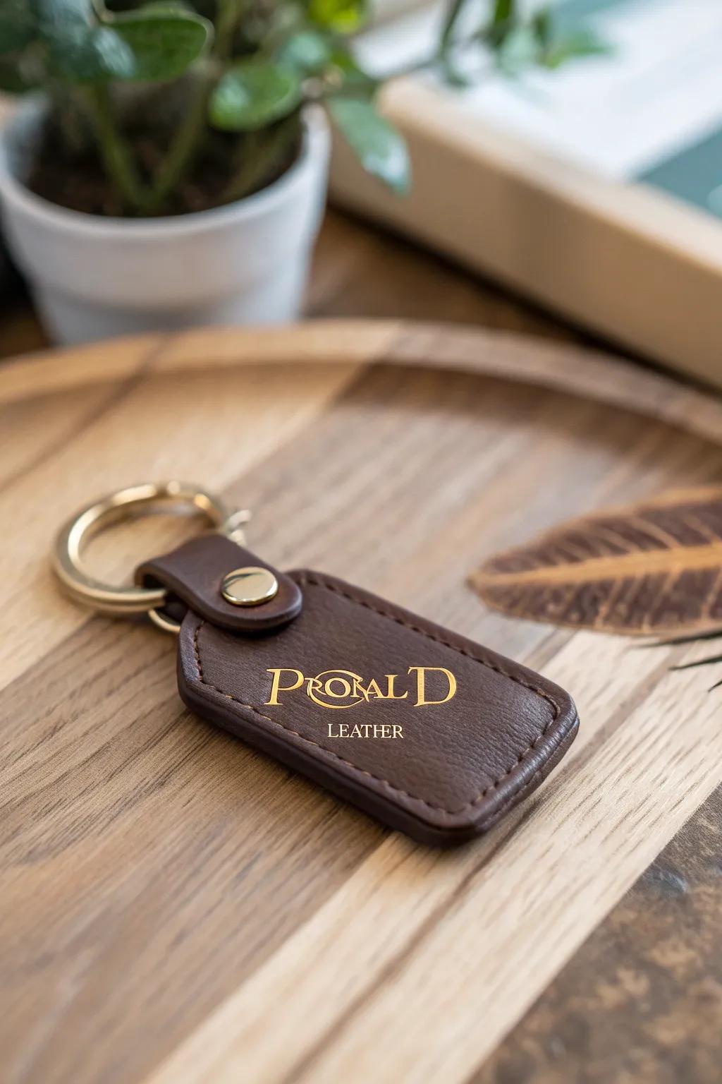 A tailored hide keyring that introduces a dash of elegance.