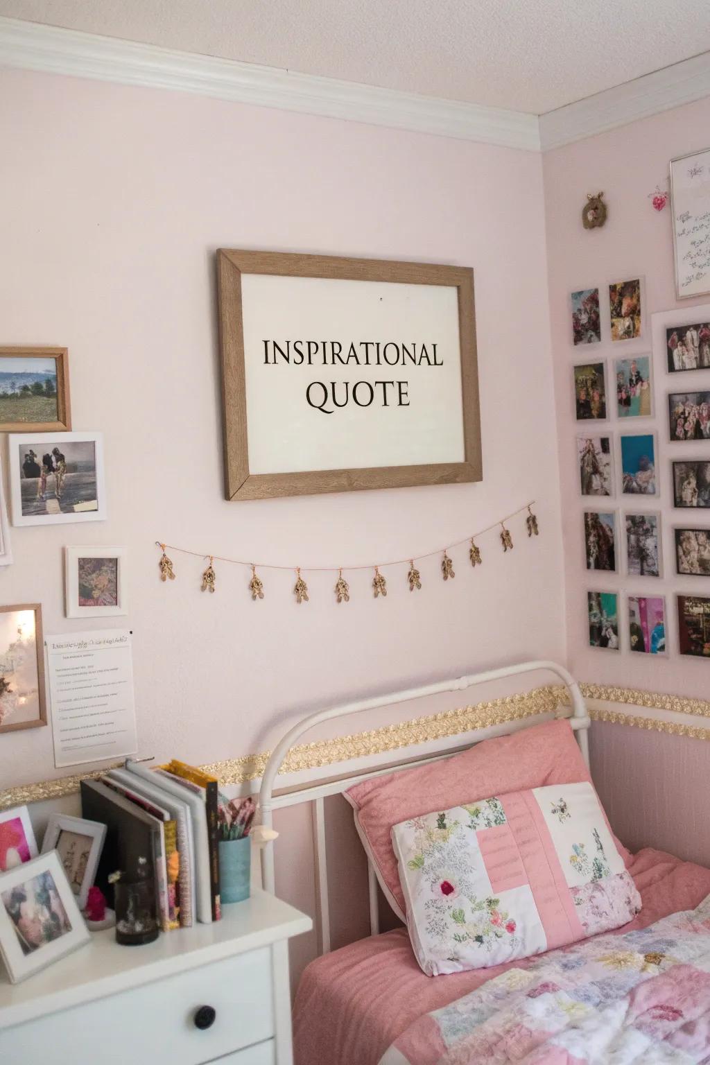 Personalized quotations inject inspiration and positivity into the area.