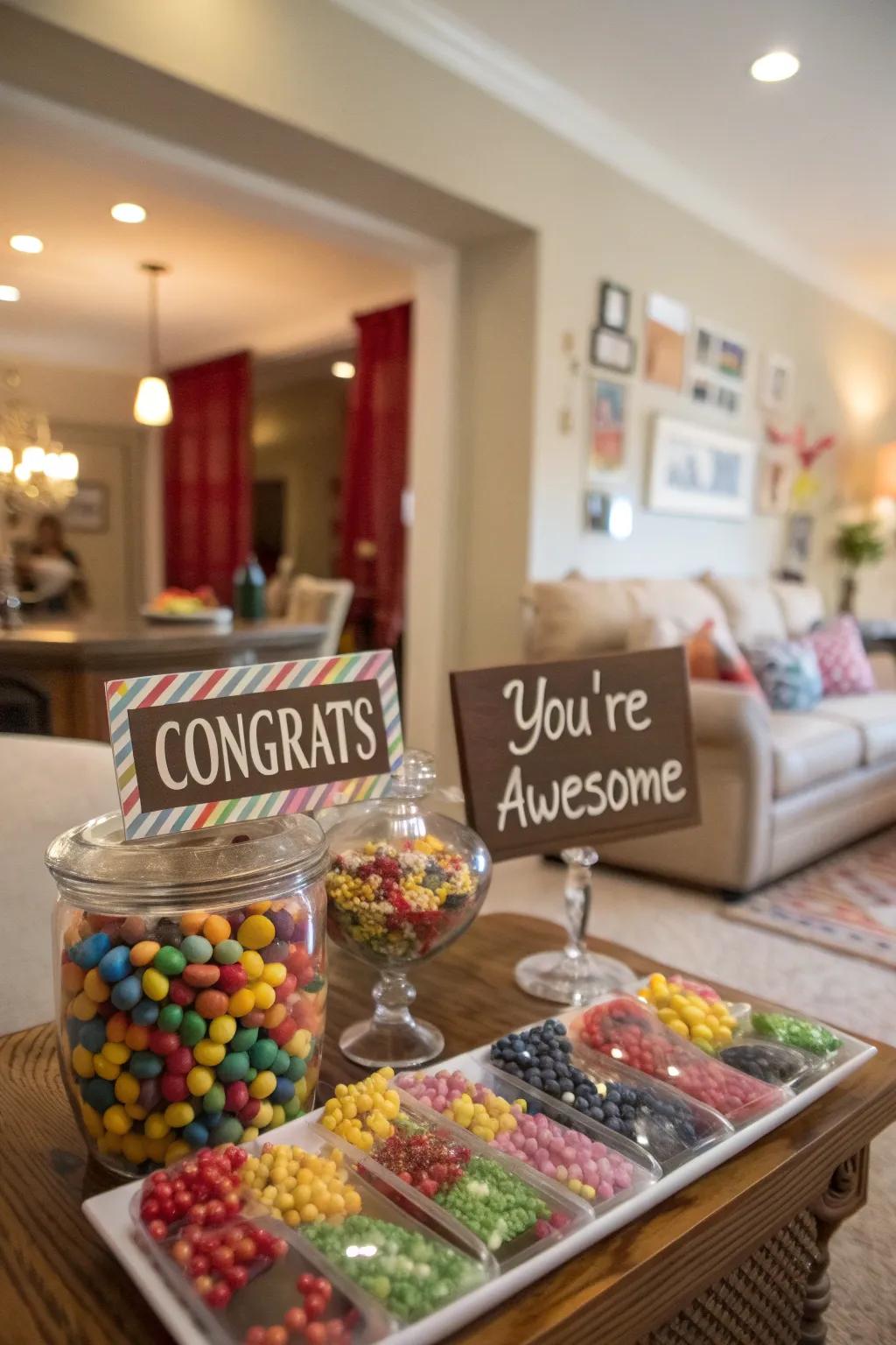 Candies with sweet messages add a personal touch to your celebration.