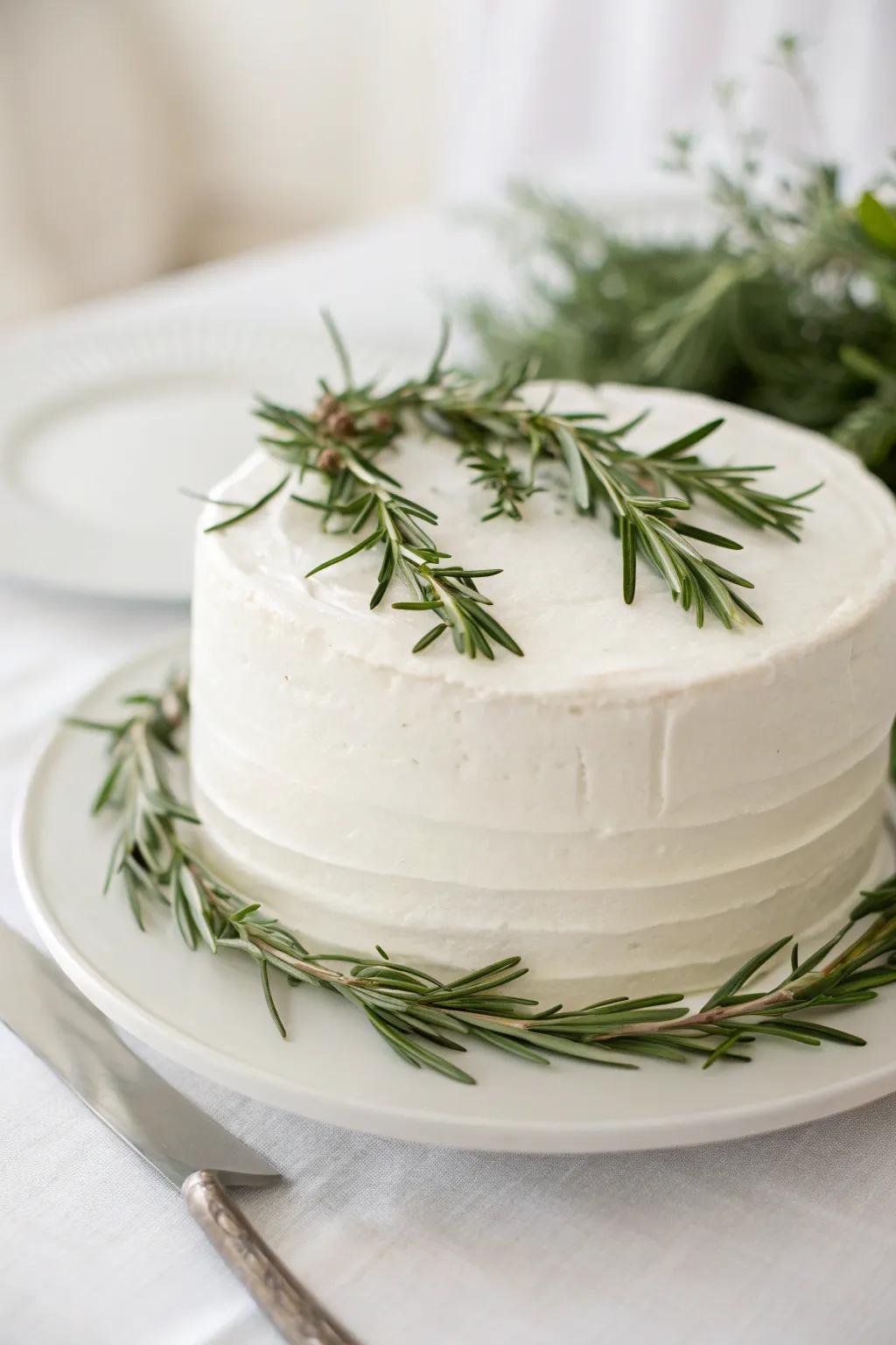 A simple cake turned magnificent with greenery.