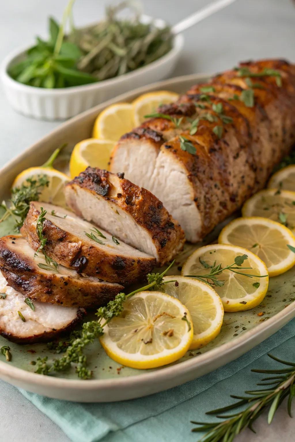 A quick and tasty main course is grilled pork tenderloin.