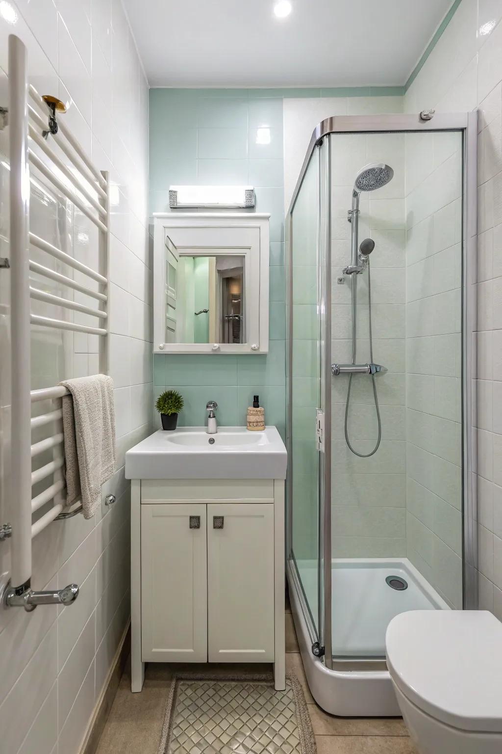 Smart design makes this compact guest bathroom highly functional.