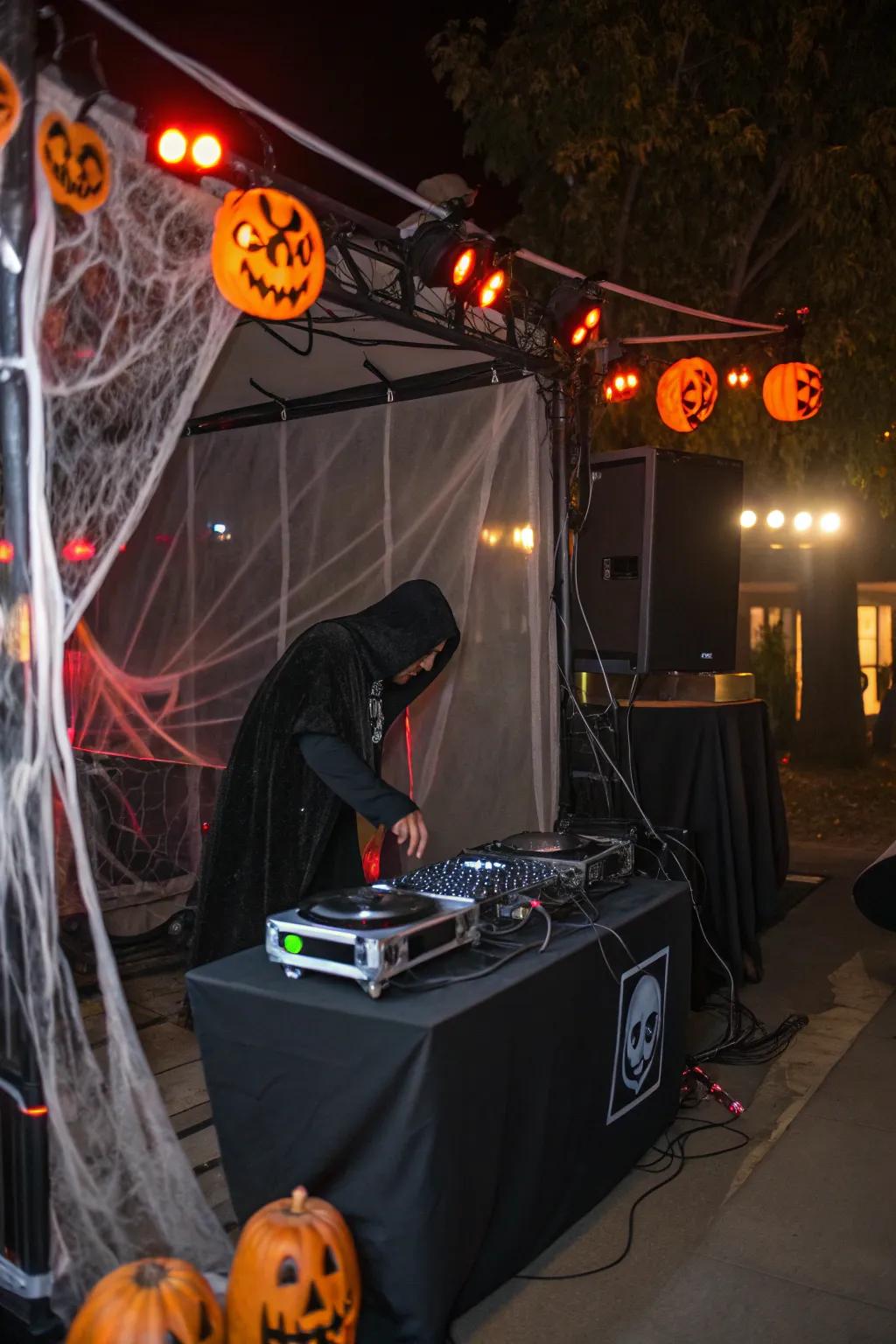 Establish the disposition through a haunted melodic compendium.