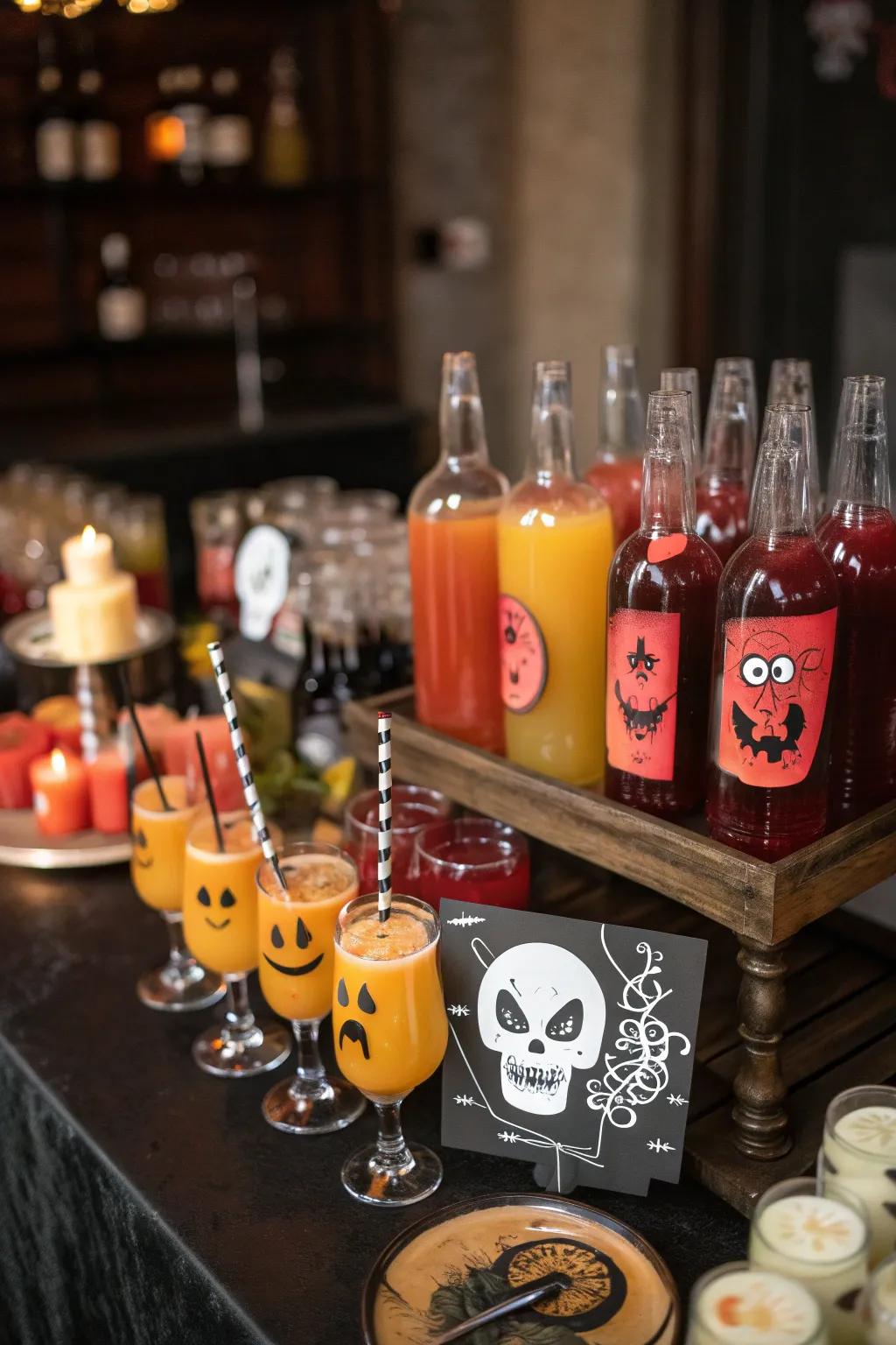 Maintain good spirits by means of a themed beverage bar.