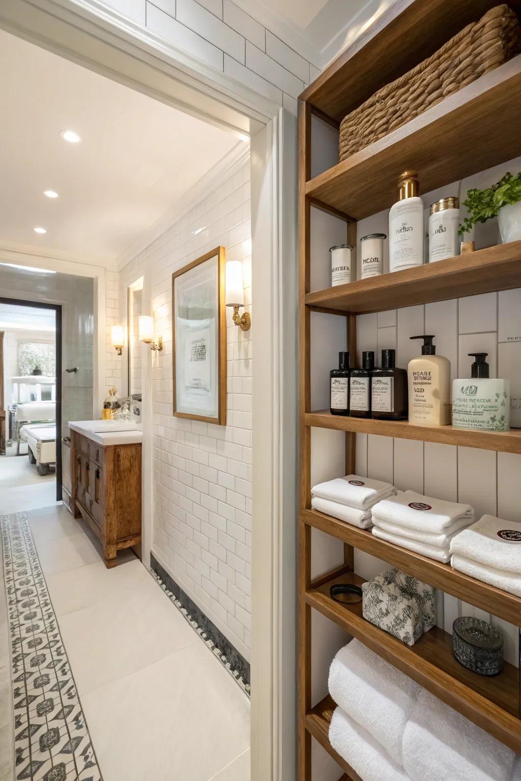 Shelving offers elegance.