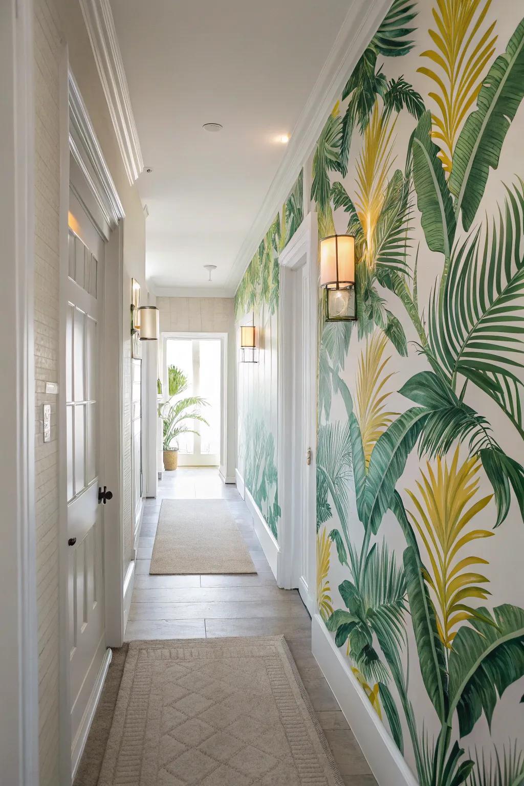 A hallway that transports you to the exotic area through lively surface covering.