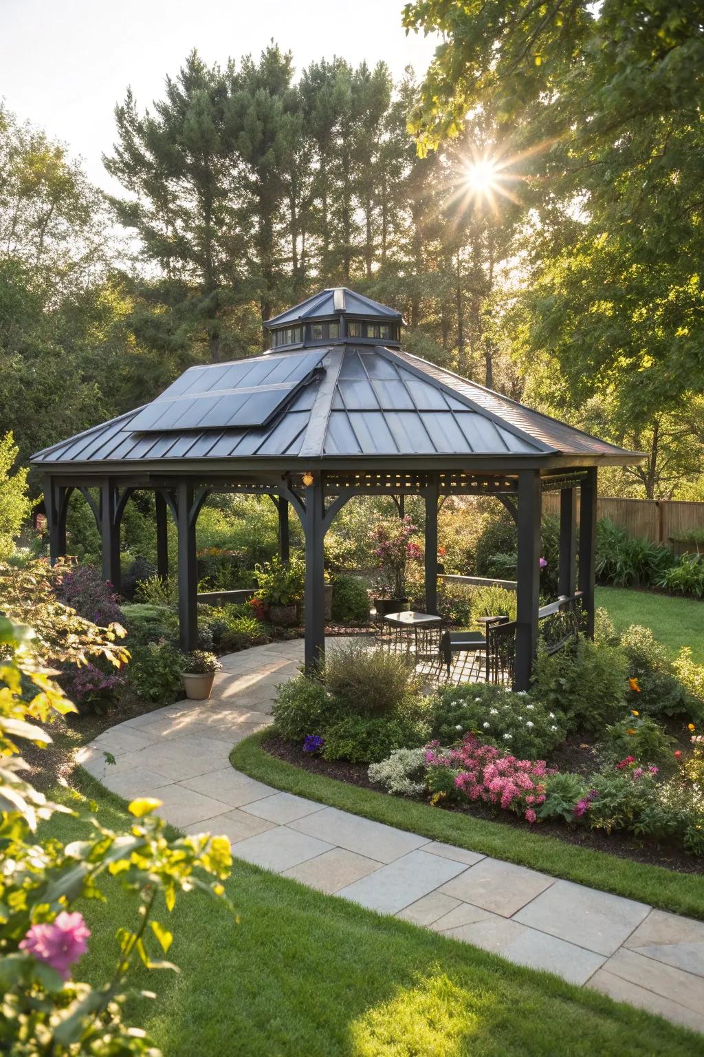 Go green with a solar-sustained gazebo.