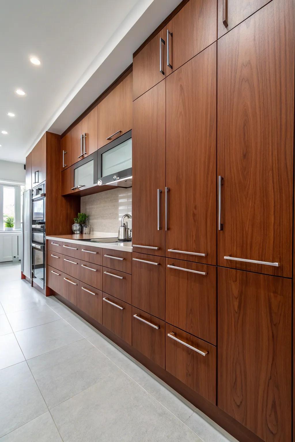 Contemporary chromed handles for a bright, polished look.