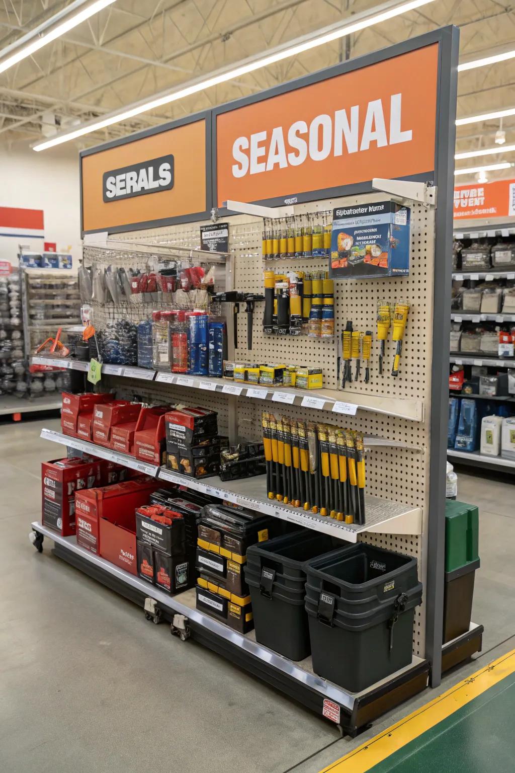 Seasonal items displayed prominently for peak impact.