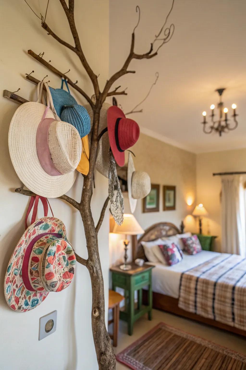 A lacquered branch contributes a natural twist to your display.