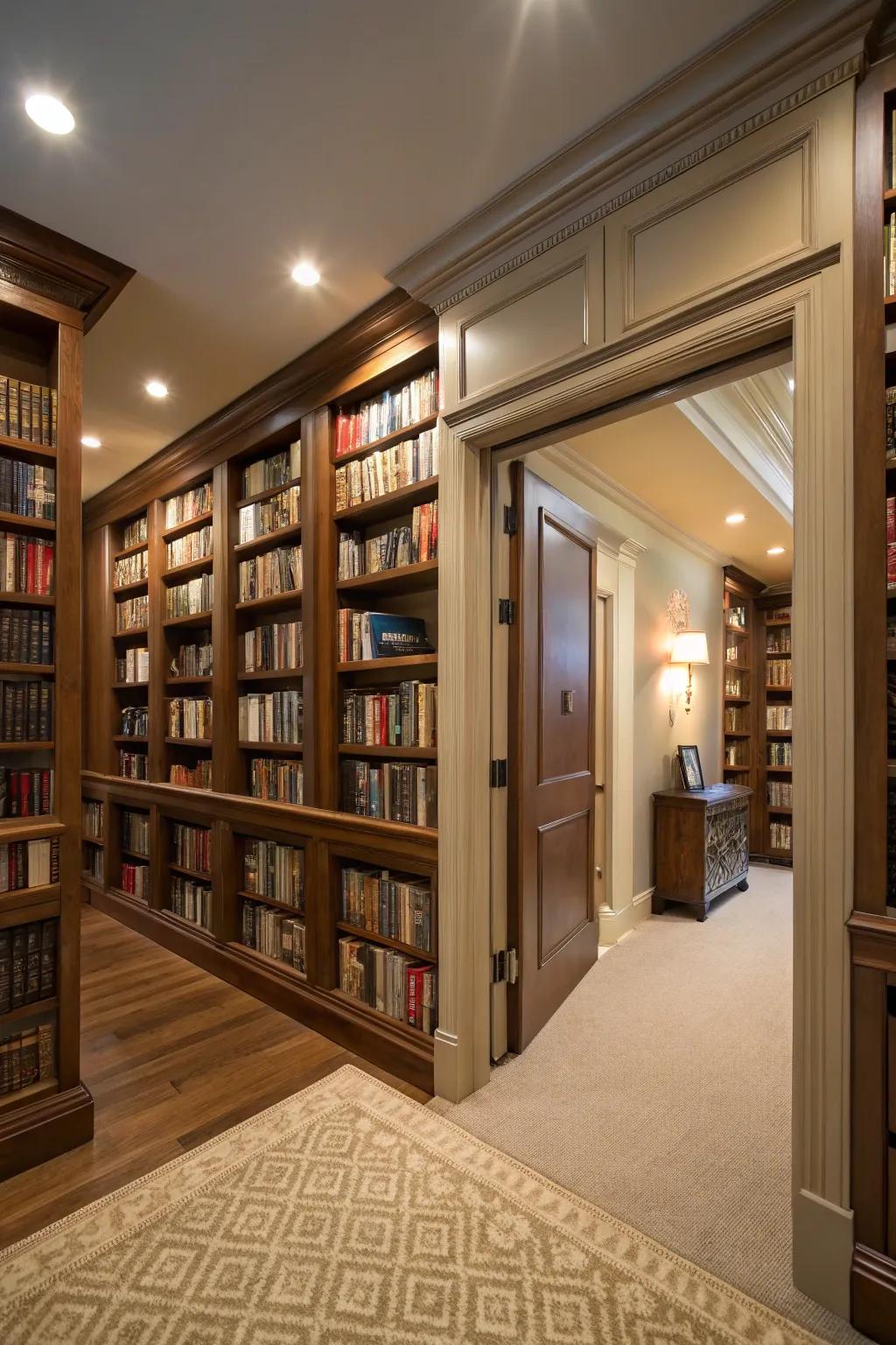Hidden storage keeps the library clean and refined.