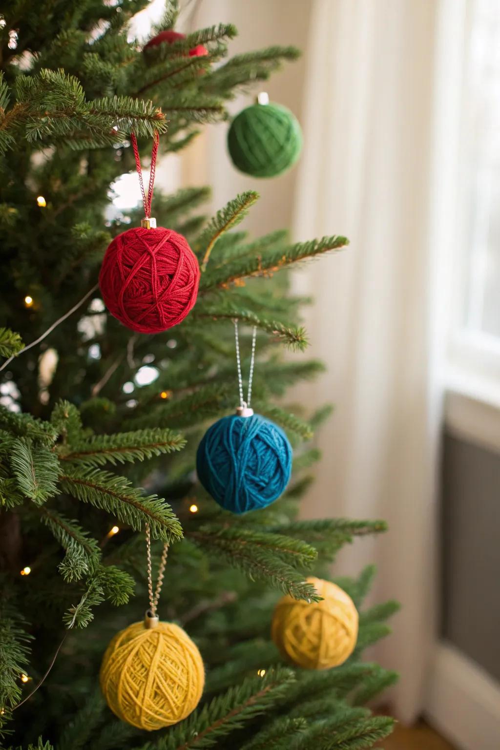 Inviting fleece sphere adornments contributing warmth to the festive ornamentation.