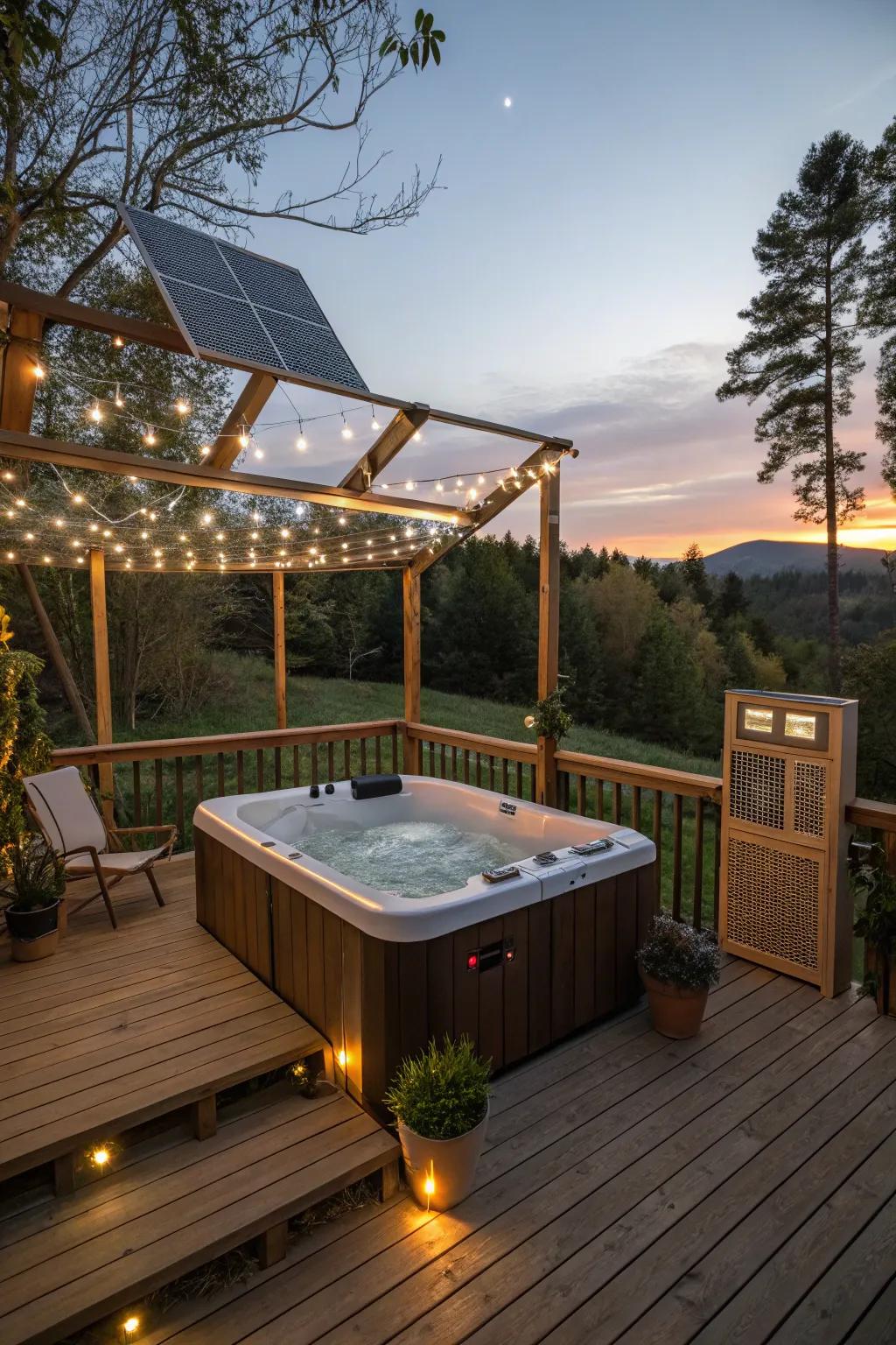 Indulge in your hot tub guilt-free with eco-conscious design selections.