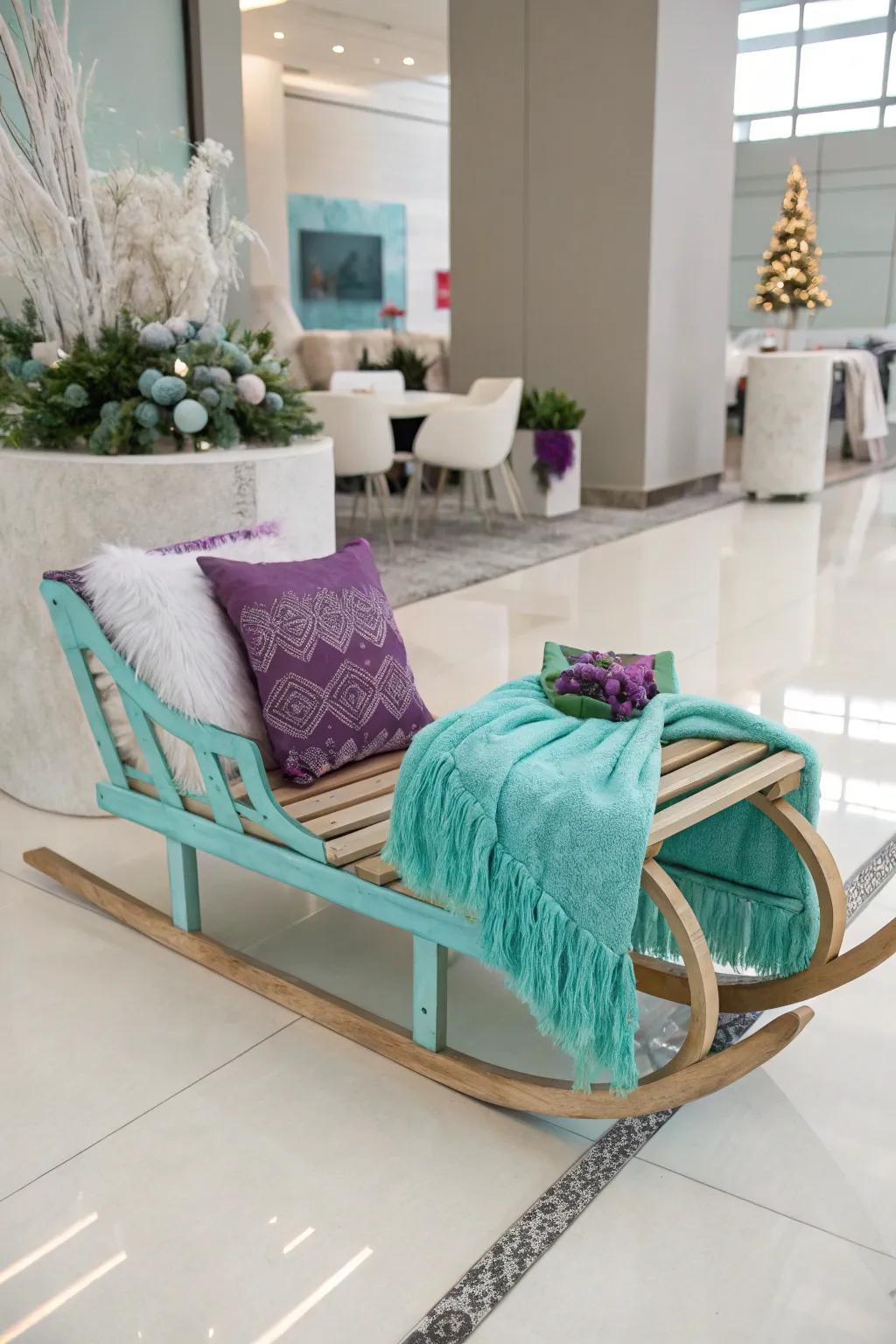 A sled featuring unforeseen and stylish chromatic embellishments