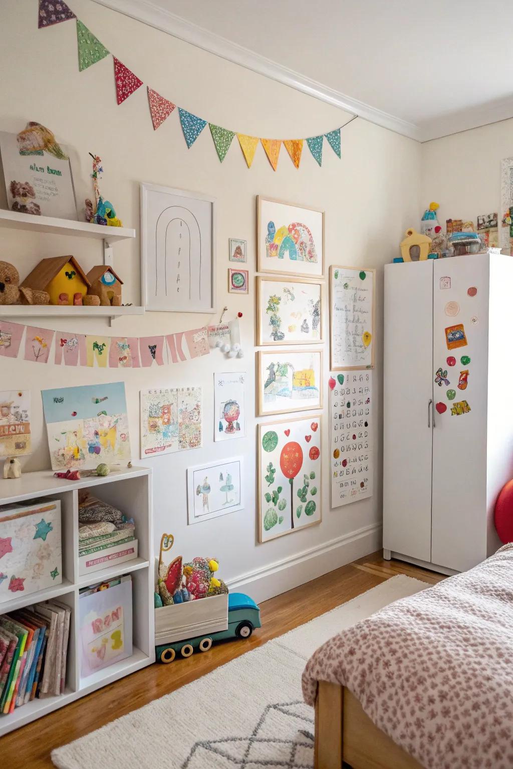 Magnetic walls are both playful and practical for showcasing artwork.