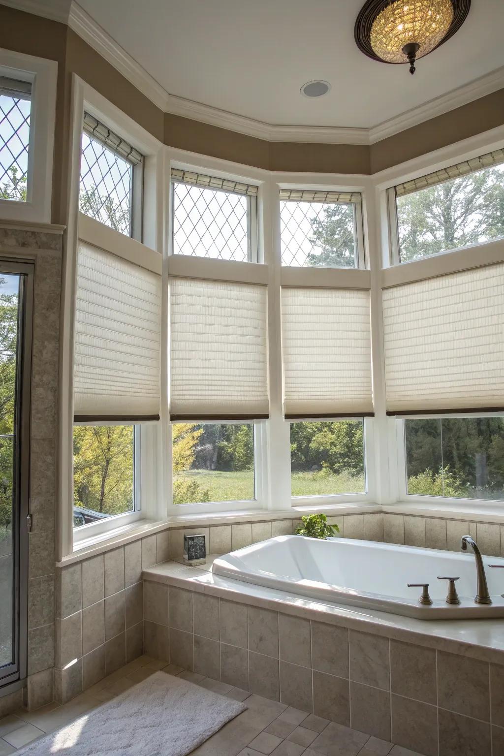 Top-down bottom-up shades furnish versatile seclusion.