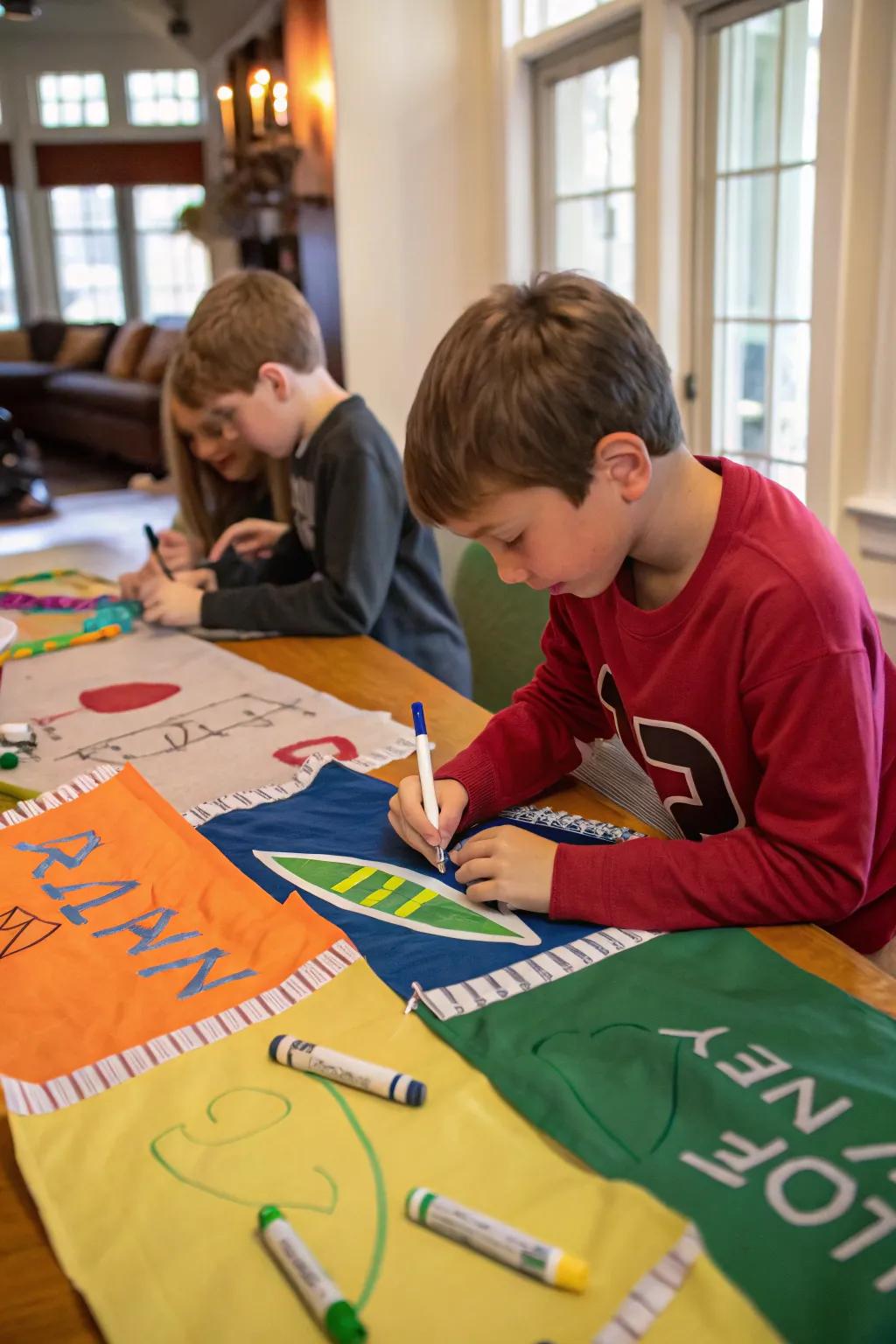Do-it-yourself football banners incorporating a personalized dimension to the ornamentation.
