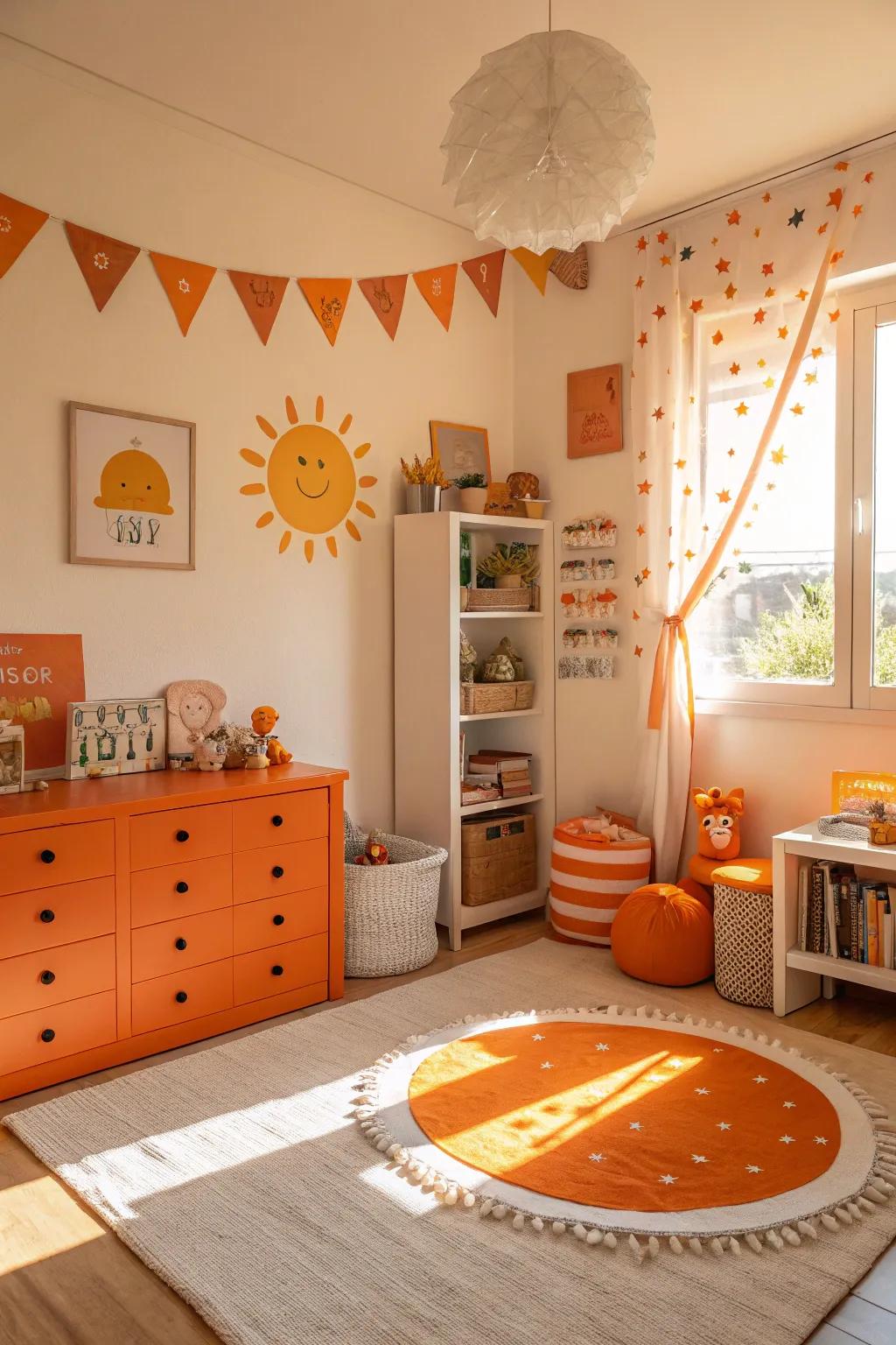 Sunny tangerine highlights add warmth and energy.
