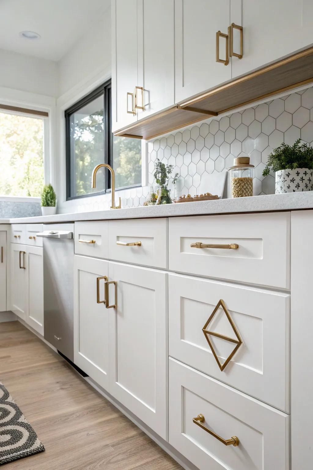 Artistic geometric fixtures introducing a modern interpretation to the culinary space.