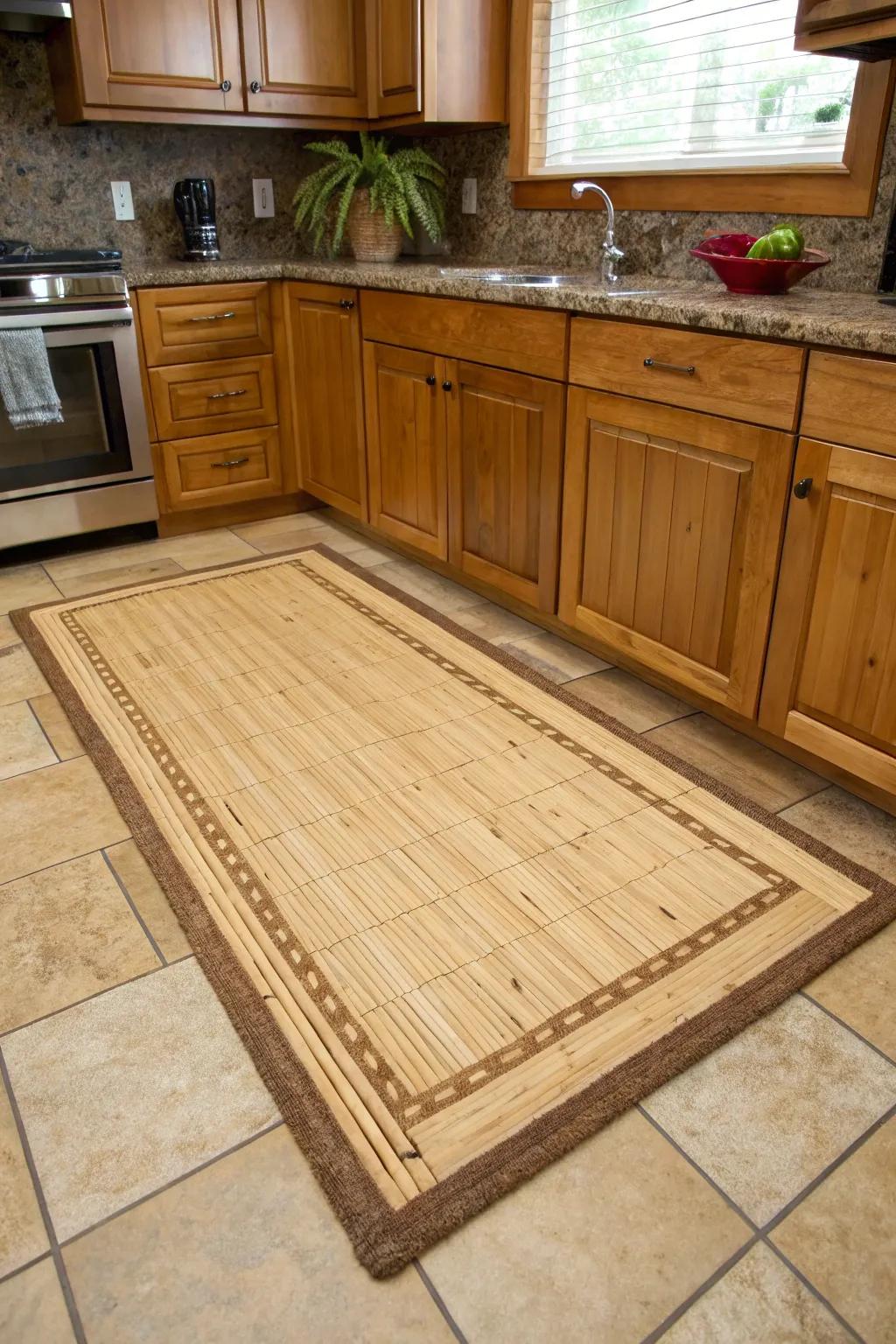 Ecologically sound rugs fashioned from sustainable materials present natural allure to kitchens.
