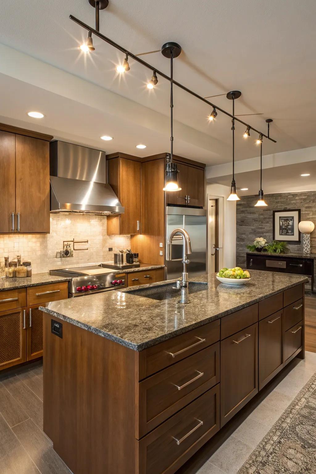 Illuminate the cooking island with concentrated illumination.