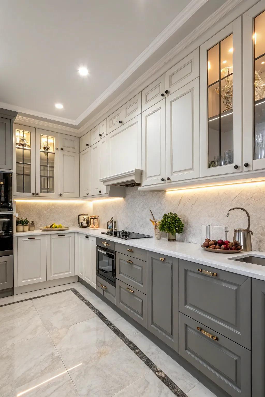 Dual tone cabinetry adding a bold and contemporary twist.