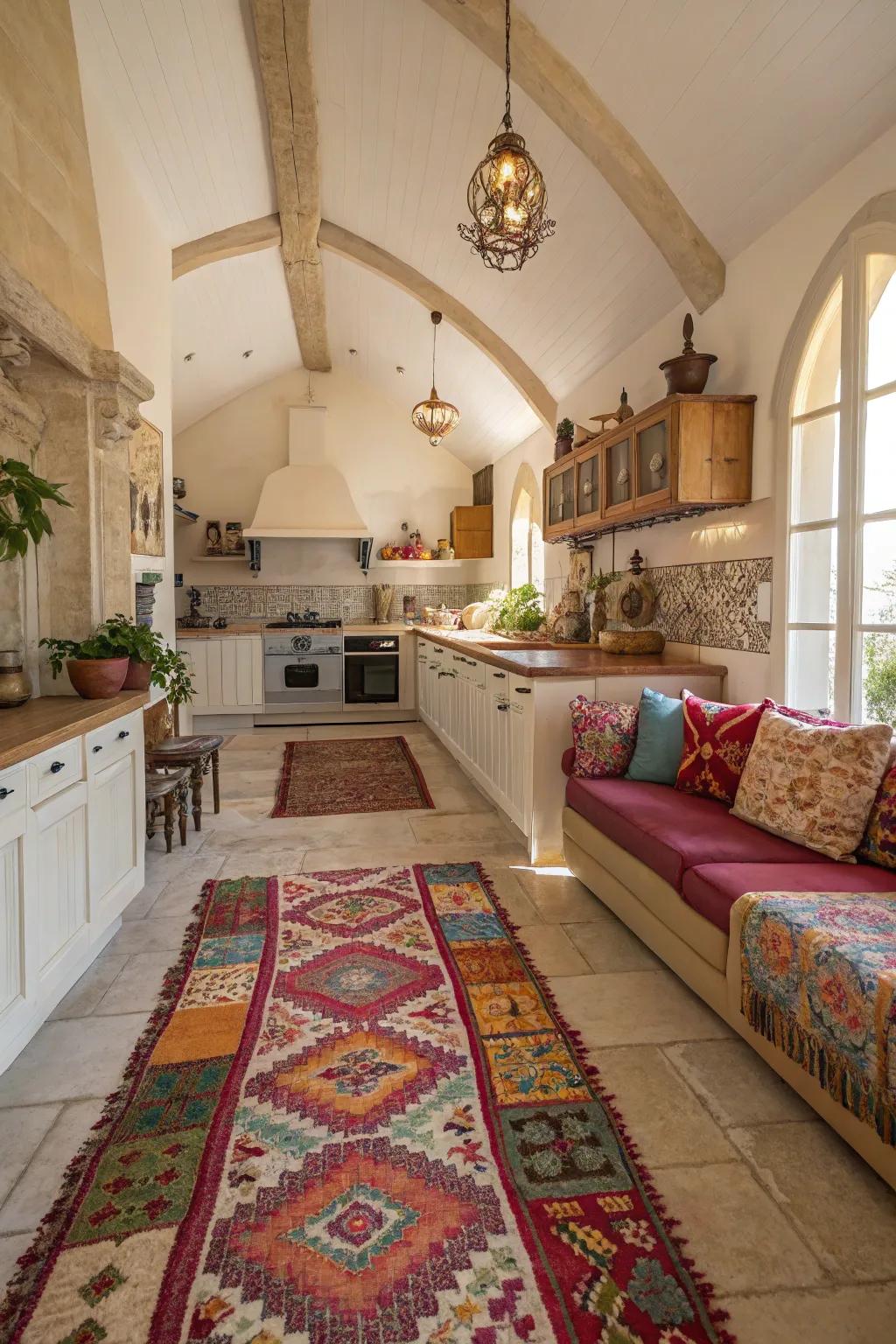 Fabric touches bring warmth and comfort to the kitchen.