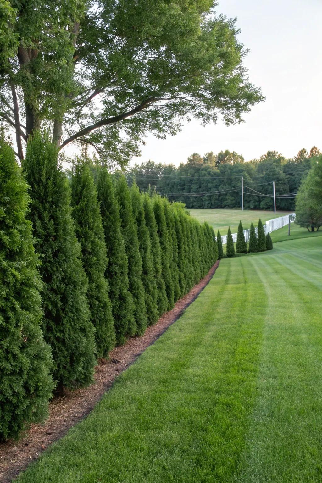 Define your landscape with a natural thuja perimeter.