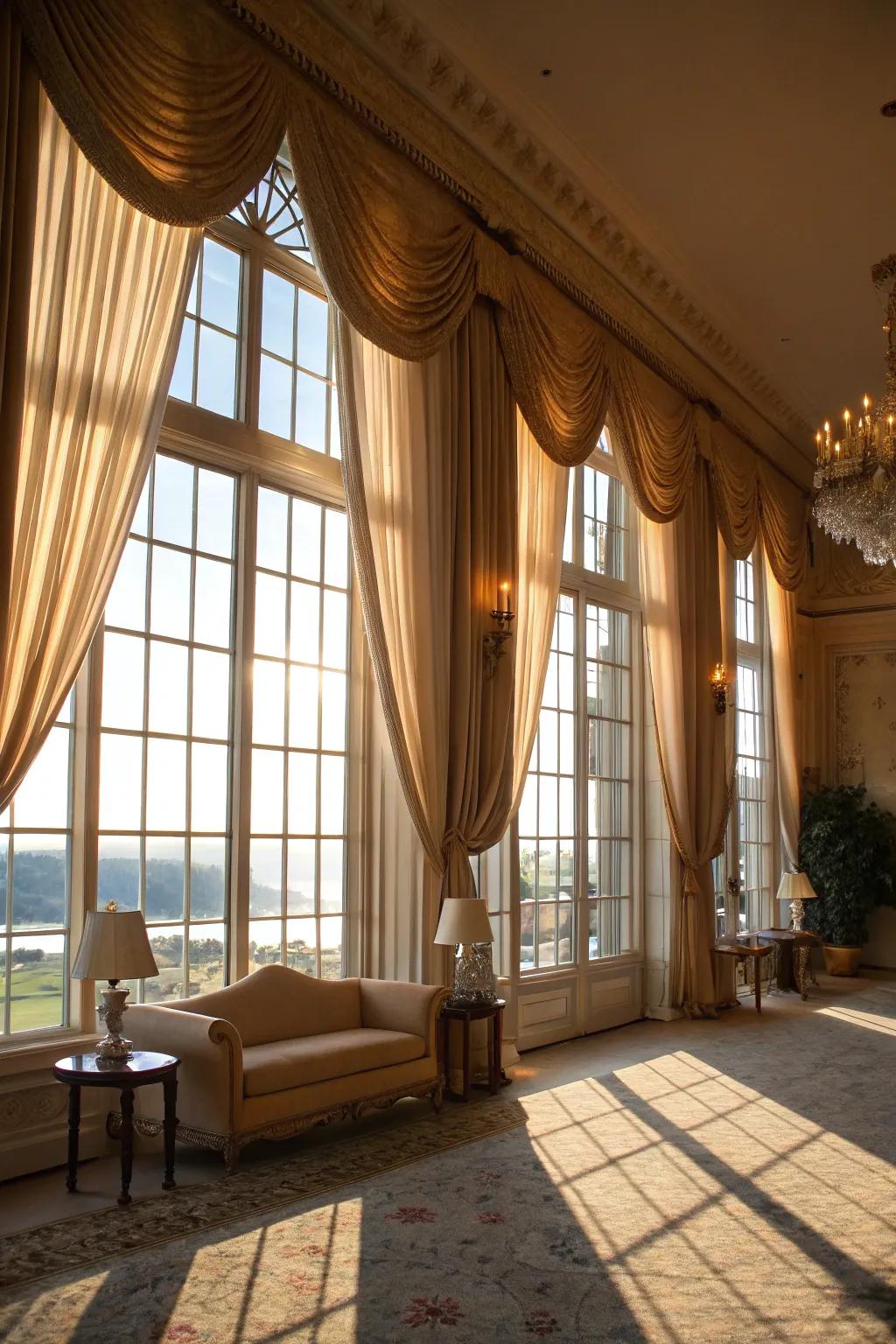 Complementary curtains enhance a cohesive design.